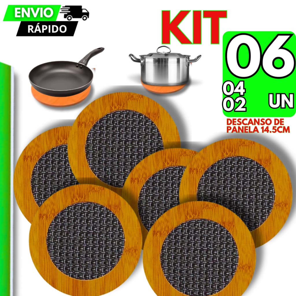 Kit 6/4/2 Descanso de Panela MDF Apoio Panela Quente Madeira Protetor Mesa Cozinha Alta Temperatura