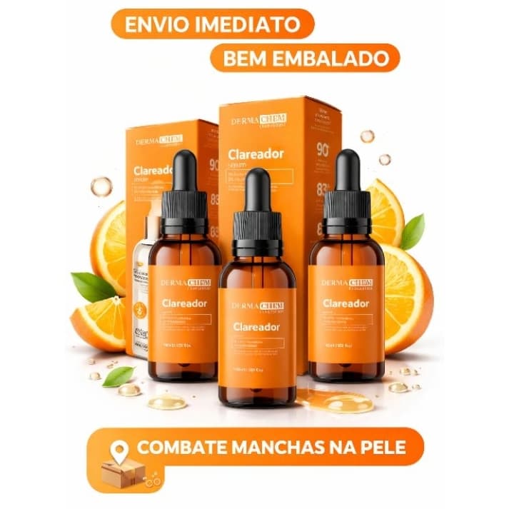 Sérum Facial Dermachem Vitamina C Uniformiza Aparência da Pele Hidratação Uso Diário