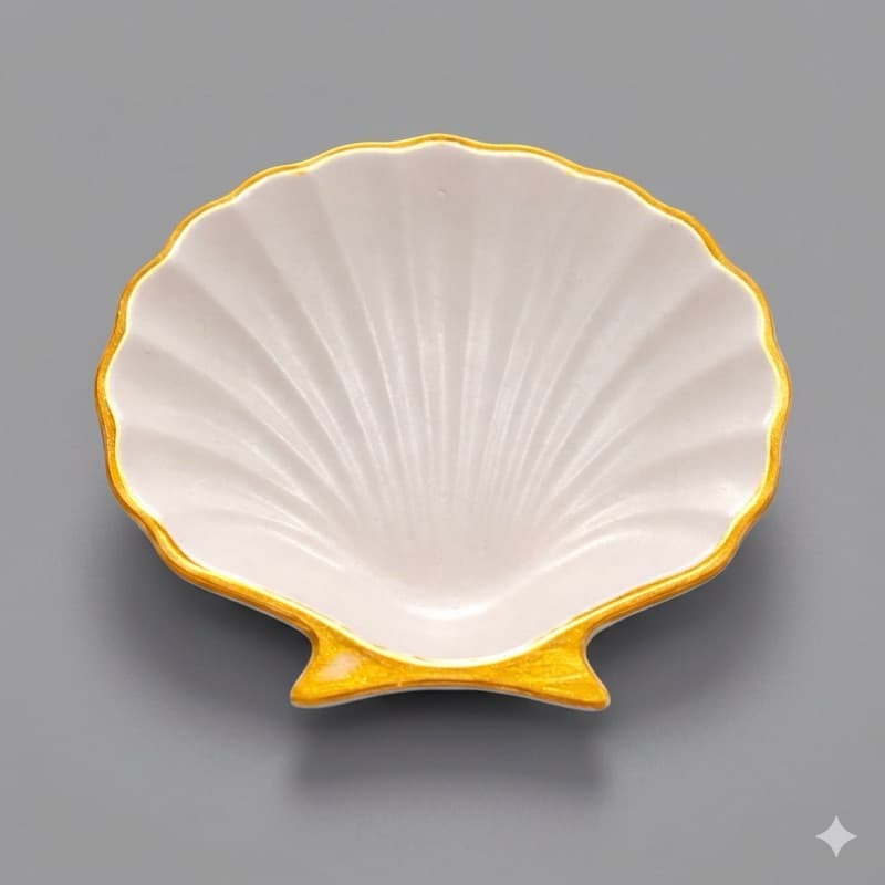 Bandeja Porta Joias Concha Concreto Branco - Design Minimalista e Artesanal