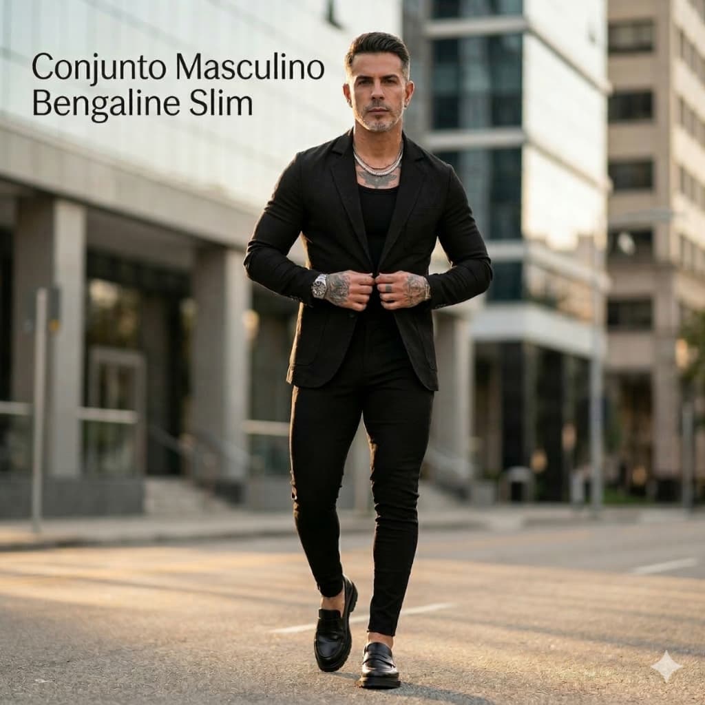 Conjunto Blazer E Calça Alfaiataria Masculino Elastano Slim 2 Peças Bengaline Esporte Fino Casamento Escritório