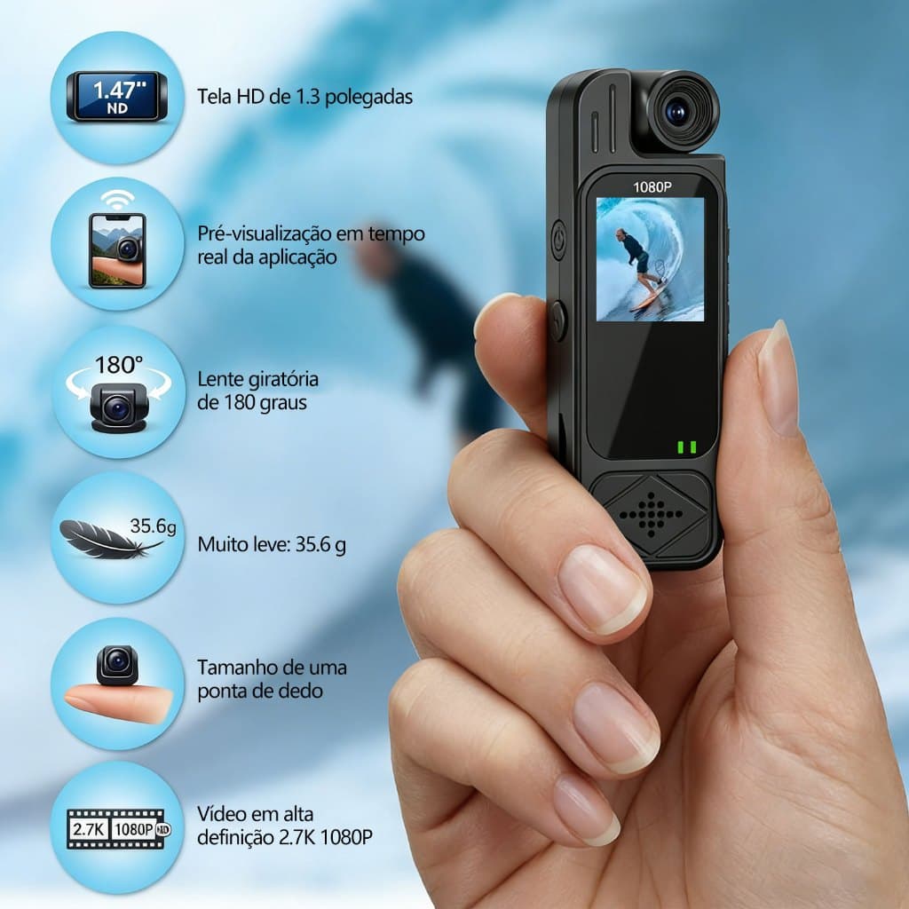 4K HD Mini Câmera Portátil Corporal De Visão Noturna Infravermelha Gravador Vídeo Digital Esportiva Câmeras