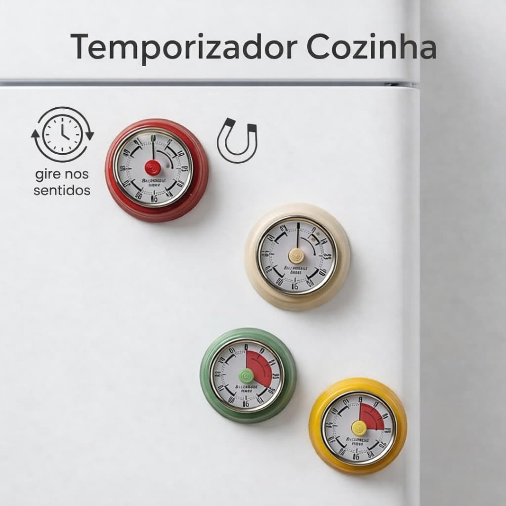 Cronômetro de Cozinha Mecânico Magnético 60 Minutos Analógico Sem Pilha Alarme Alto（temporizador cozinha）