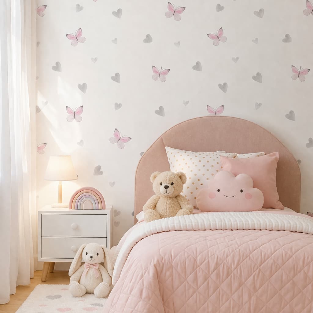 Papel de Parede Borboletas para Quarto – Vinil Autocolante Lavável Fácil Aplicação