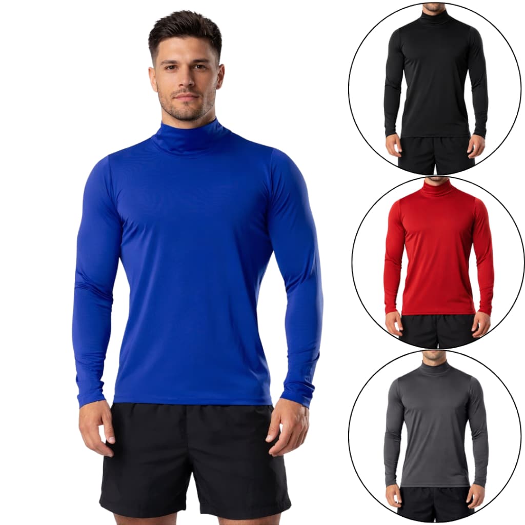 Blusa gola alta masculina e feminina camisa termica segunda pele proteção solar