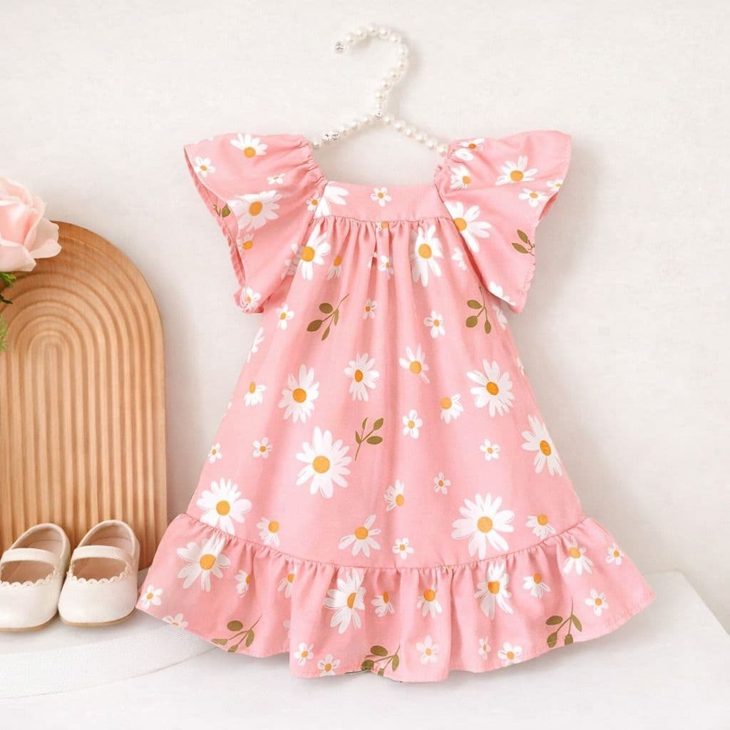 Vestido Infantil Princesinha Estampado Tecido Rodadinho com Manguinha