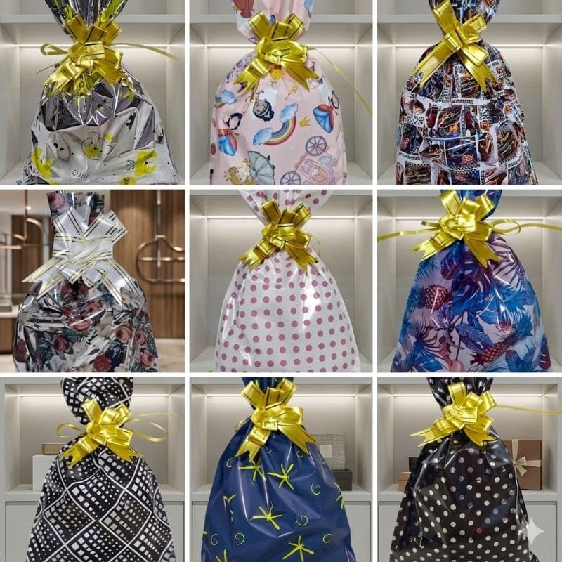 10 Sacos 20x29cm Embalagem Presente Soft Touch Texturizados e Metalizados COM / SEM Laços