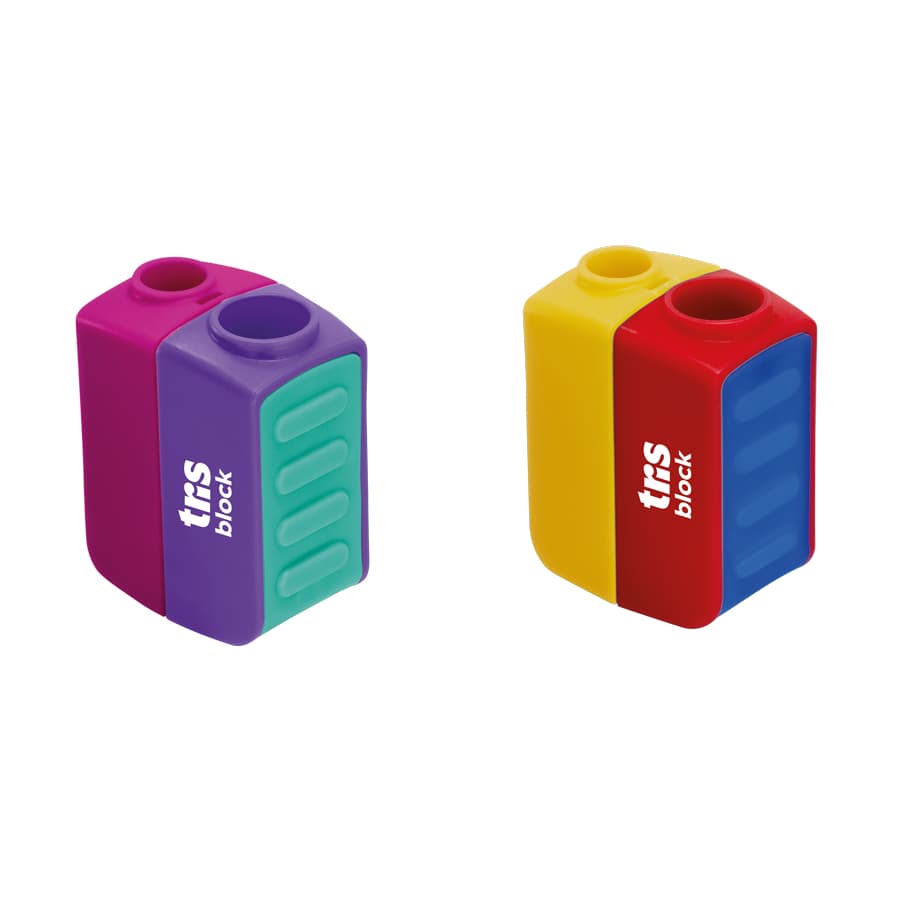 Apontador Duplo com Depósito Block Colorido Material Escolar Papelaria Fofa e Criativa Kawaii Tris