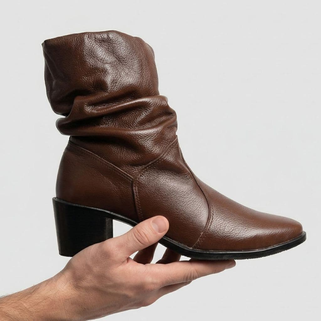 Bota Sanfonada Feminina em Couro com Salto 4cm e Zíper Lateral Conforto e Estilo em Cada Passo