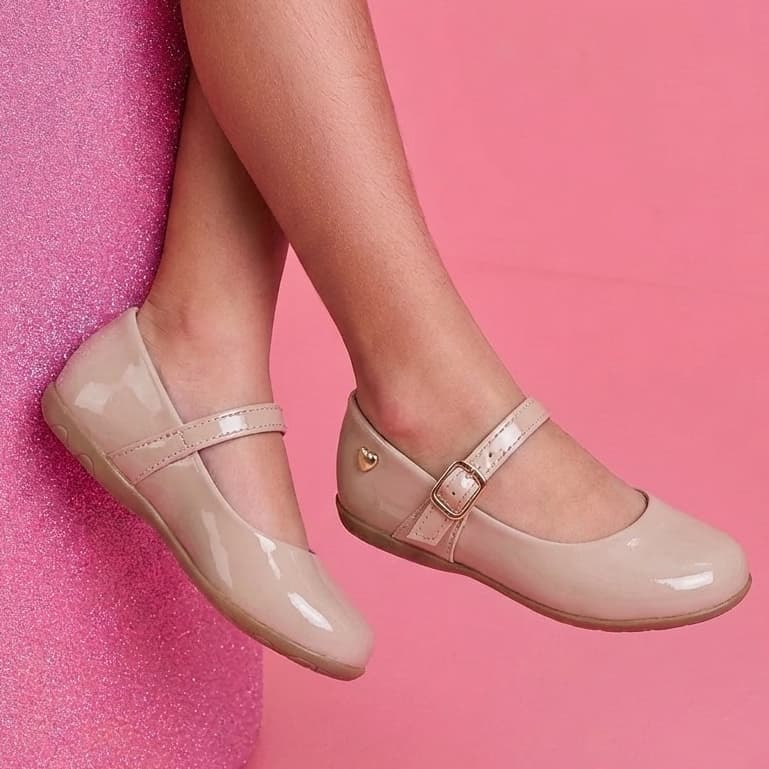 Sapatilha Infantil Criança Menina Sapato de Boneca Macia Social Abotoar Fechado Confortável Verniz