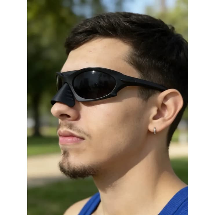 planta óculos de sol unissex vem nariz removível Preto