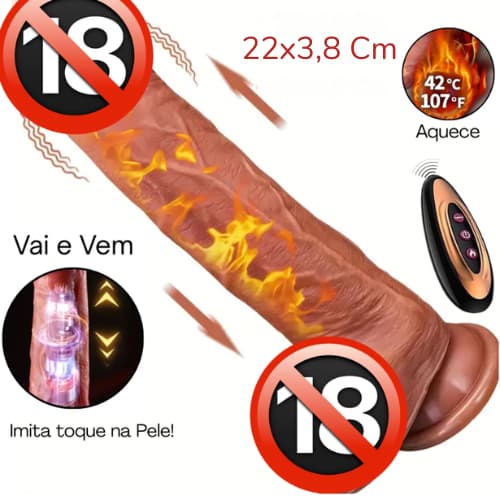 Pênis Realístico 22x3,8Cm Vibrador Rotativo Vai e Vem Consolo Grosso Masturbador Vibrador - SexShop