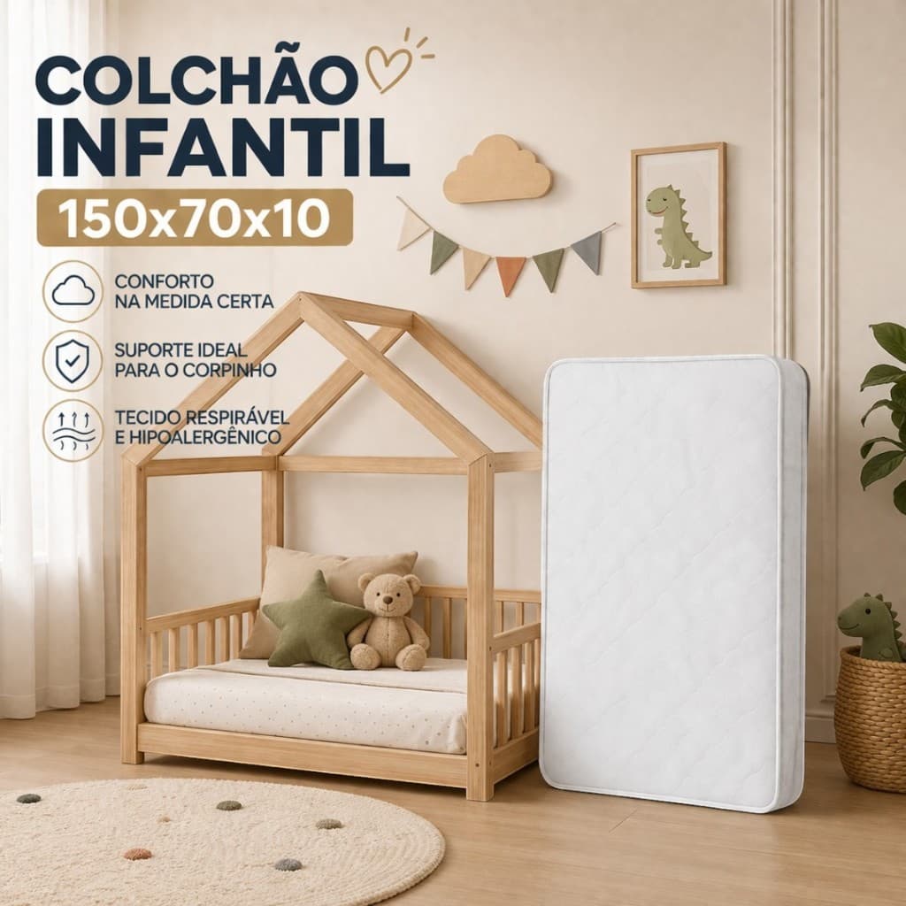Colchão Para Cama Infantil Criança Espuma 150x70 Envio Imediato