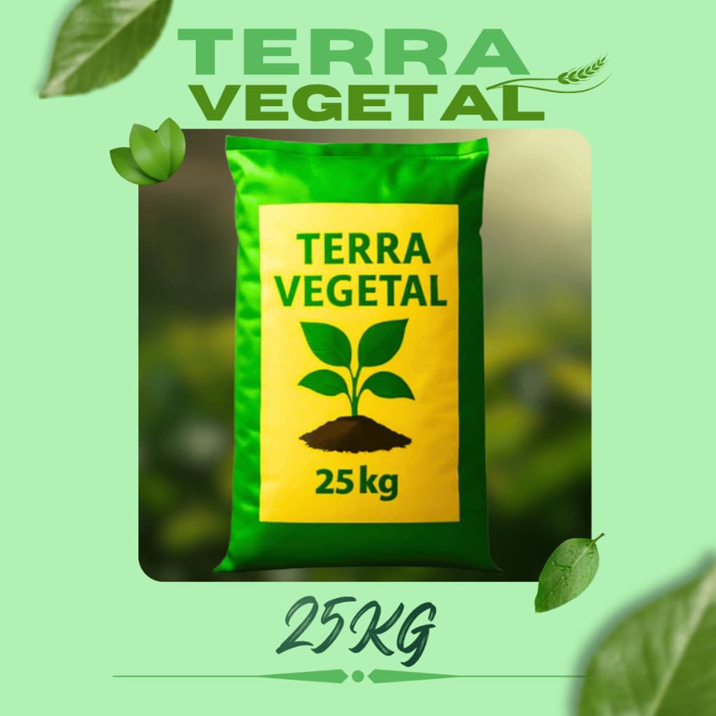Terra Vegetal 25kg Solo Fértil Pronto Para Horta e Jardim Saco Cultivo Uso Geral
