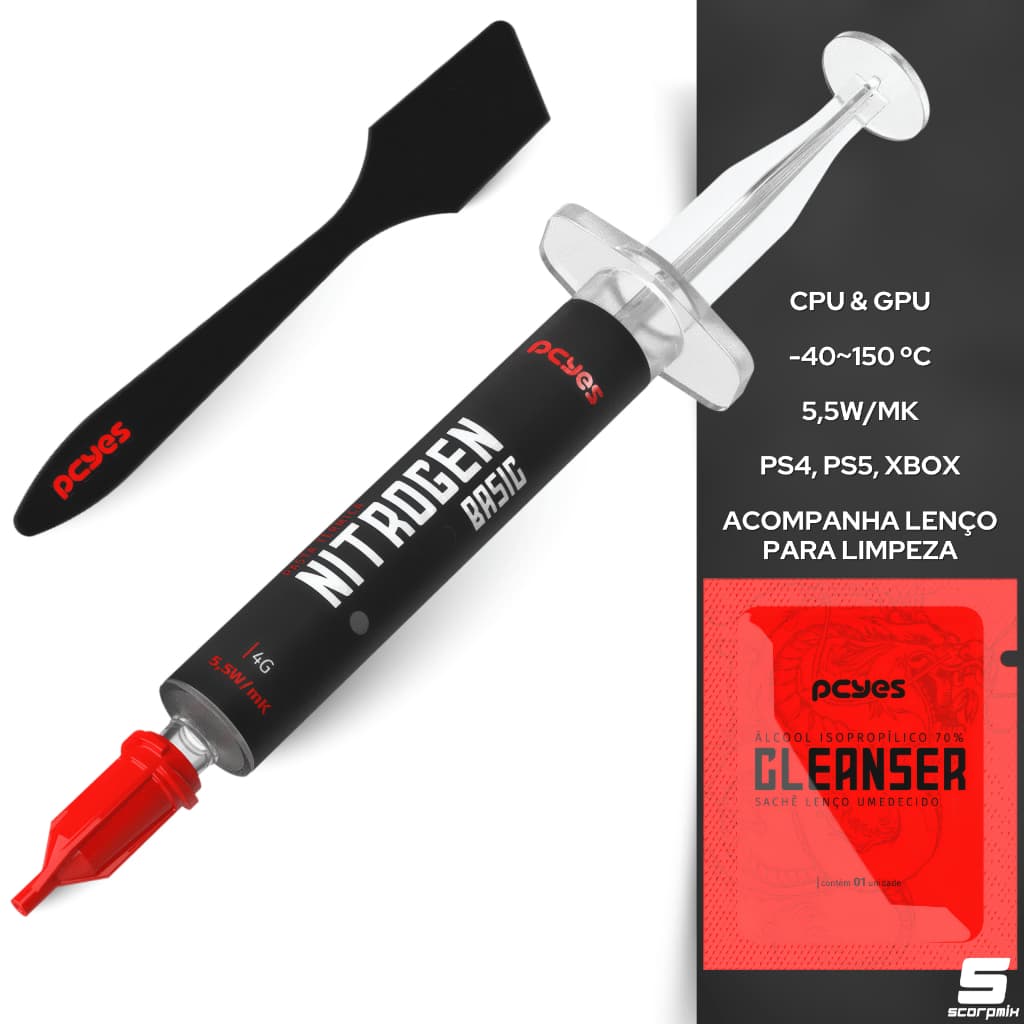 Pasta Térmica Nitrogen Basic PCYES PS4 PS5 Xbox Notebook Processador Placa de Vídeo Seringa 4G