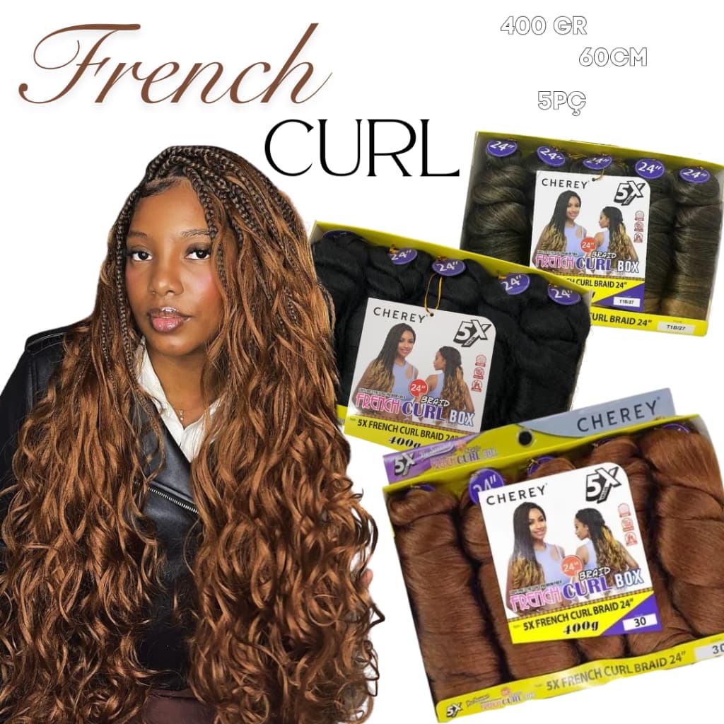 French Curl Braid  Cherey Cabelo para Tranças 60cm Fibra Premium 400g