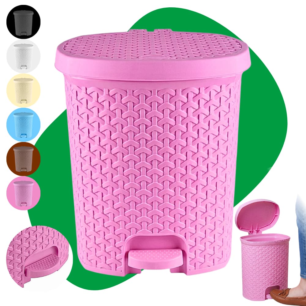 Lixeira Pedal Plastico Cesto de Lixo 6 Litros Com Pedal Rattan Banheiro Escritório Cozinha Quarto