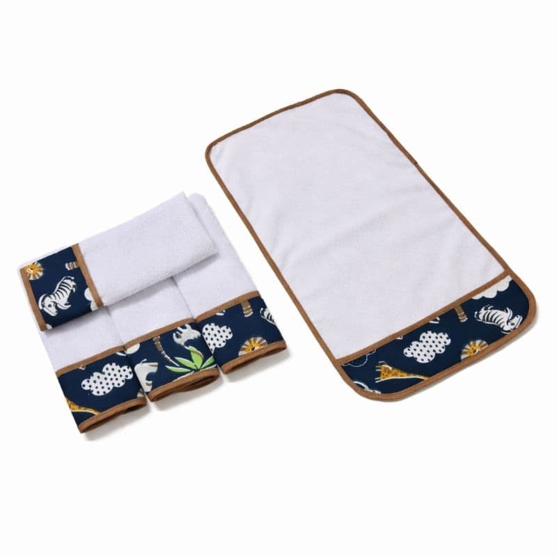 Kit 5 Unidades Toalha de Ombro Bebê Babete Estampado Tecido Atoalhado Felpudo 100% Poliéster