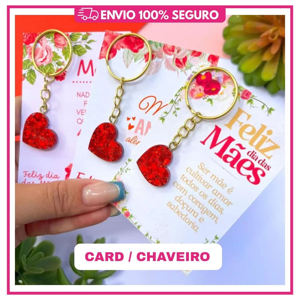 DIA DAS MÃES CARDS COM OU SEM CORAÇÃO EM RESINA VERMELHO -  LEMBRANCINHA / ESPECIAL  / BRINDE E MIMOS CORPORATIVOS