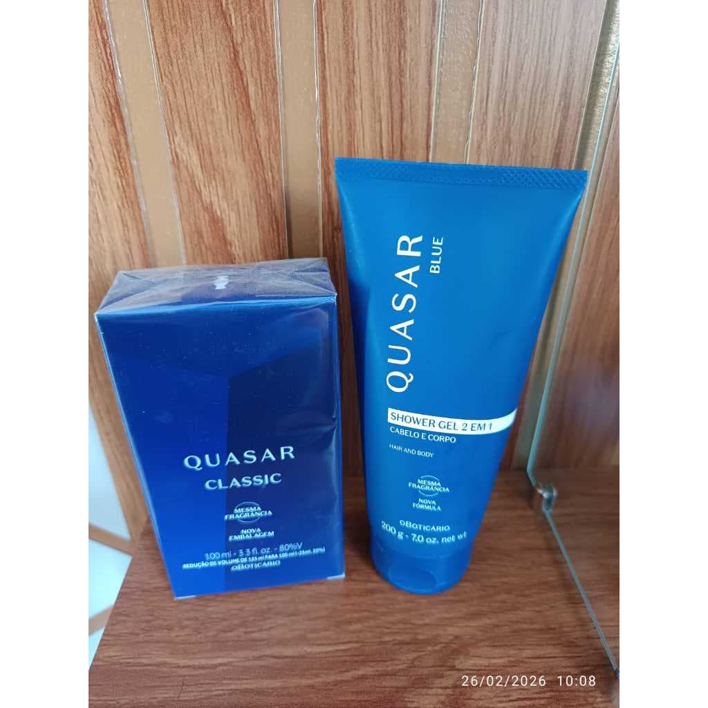 kit Quasar Classic 2 itens 1 Colonia 100ml e Shower Gel (2 em 1) 200g original.