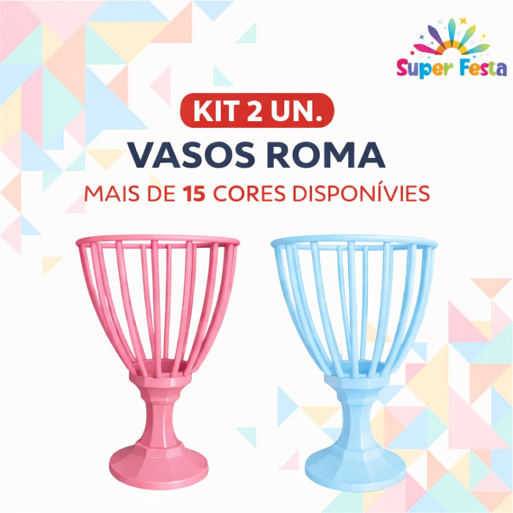 KIT COM 2 UNIDADES VASOS ROMA  PARA DECORAÇÃO - FLORES - DIVERSAS CORES