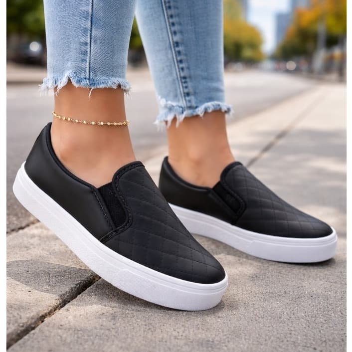 Tênis Slip On Feminino Calce Fácil Variações Quadradinho
