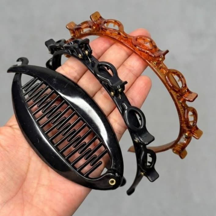 Kit Presilha Banana + Tiara de Cabelo com Presilhas Hair Twister Design Trançado Acessório feminino