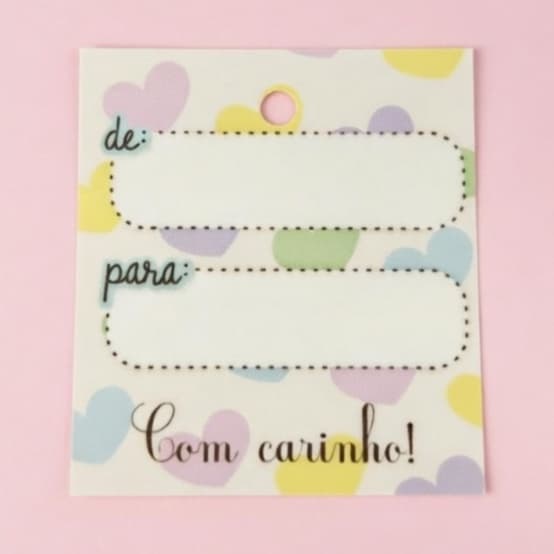 Mini tag com furo central  - Com carinho - Pronta entrega