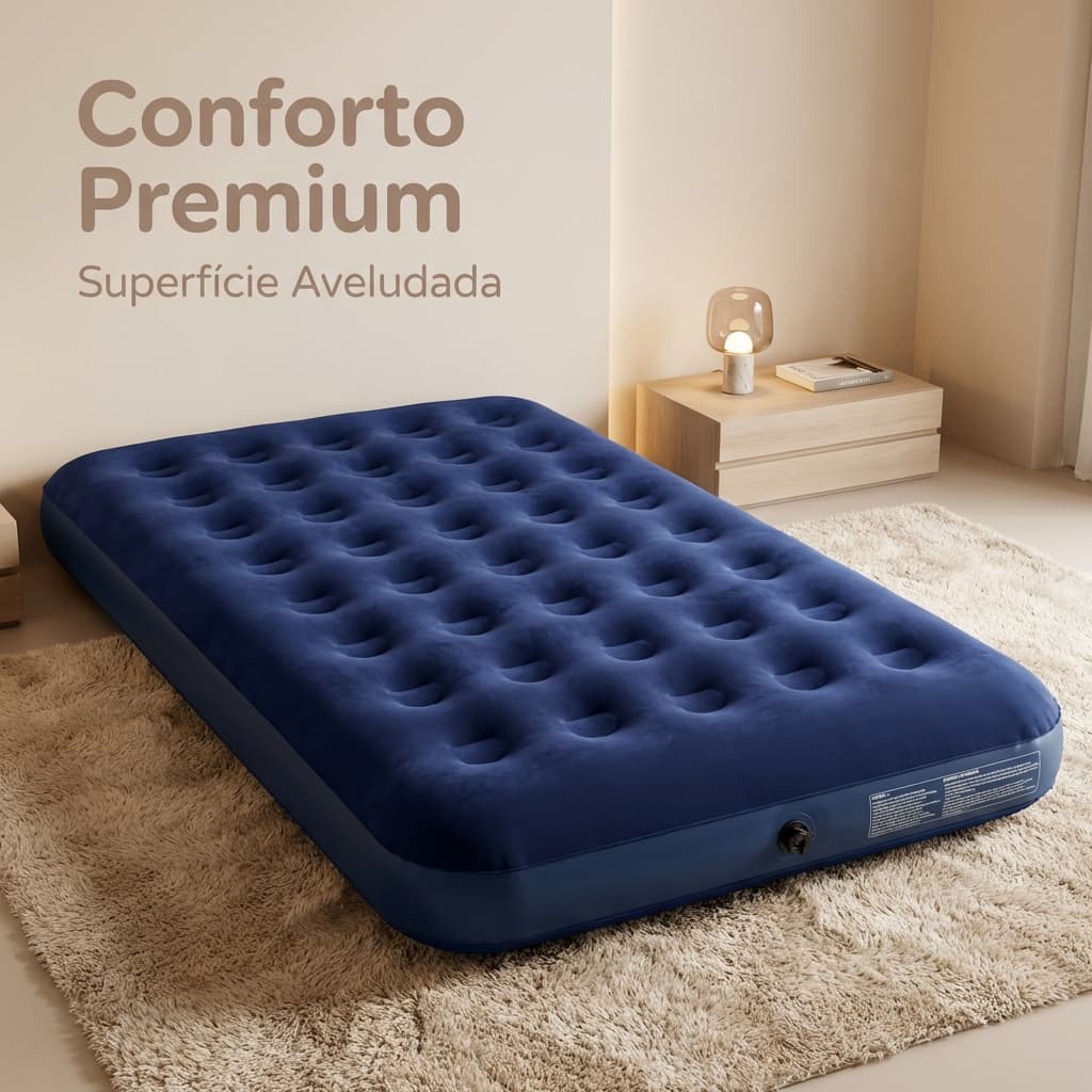 Colchão inflável aveludado para uma noite de sono confortável, ultraleve, portátil e espesso.