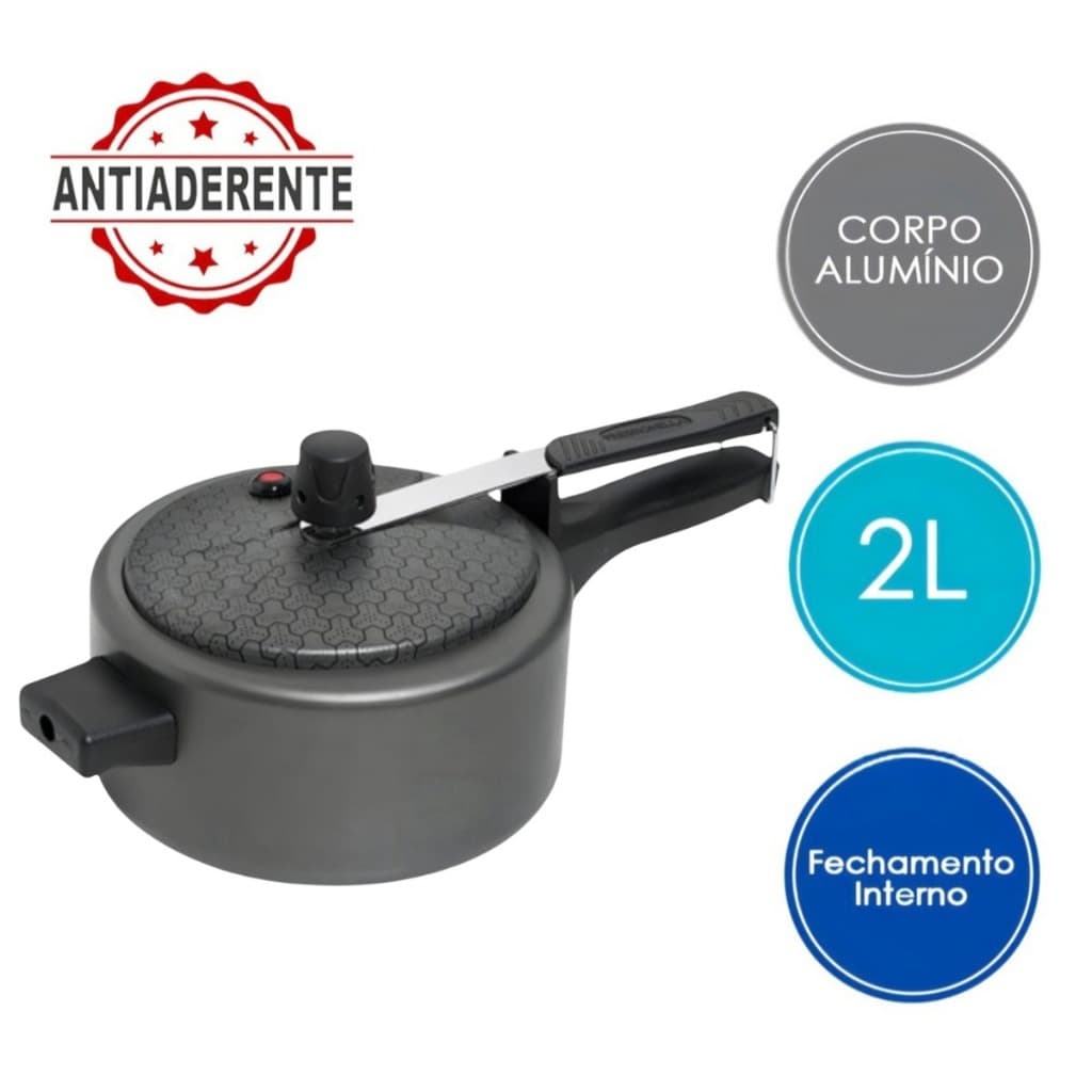 Panela Pressão 2 Lts Antiaderente Teflon Mini Envio Imediato