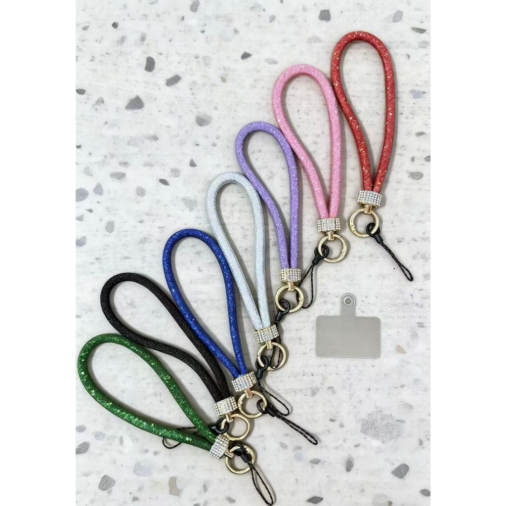Alça de Pulso Salva-Celular de Strass Colorido Brilhante Luxo - Modelo Curto Anti-Perda