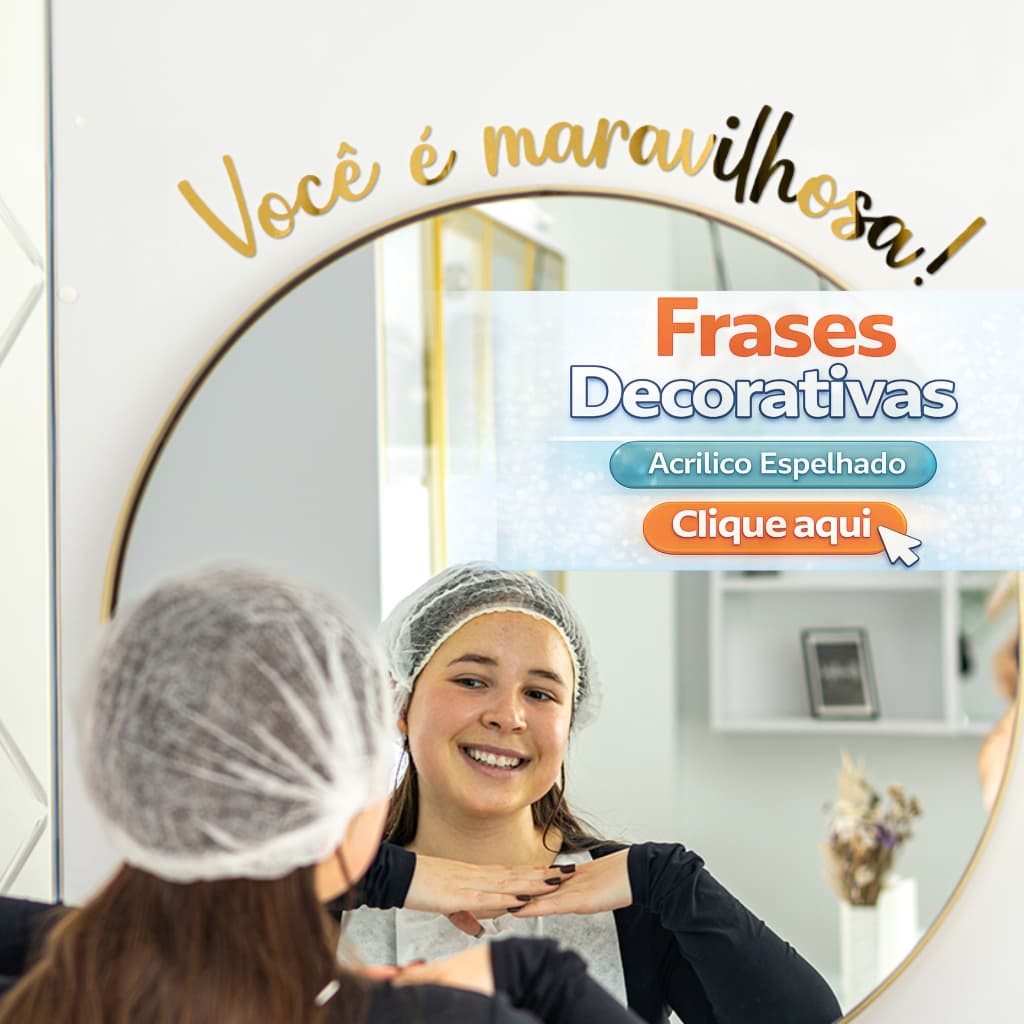 Frases Decorativas  Salão Studio Beleza Lash Bronze em Acrílico Espelhado para Paredes e Espelhos