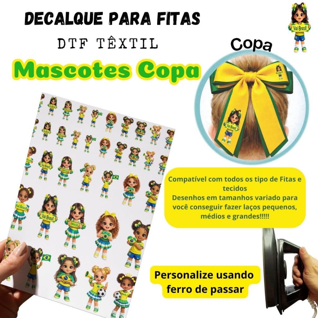 Copa do Mundo em Cartela DTF personalizar Laços Aplique mascotes copa do mundo com ferro de passar