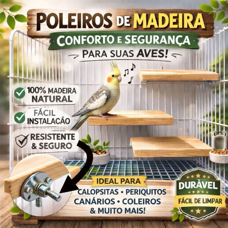 Poleiro Plataforma Calopsita E Aves Mansas e Roedores Simples