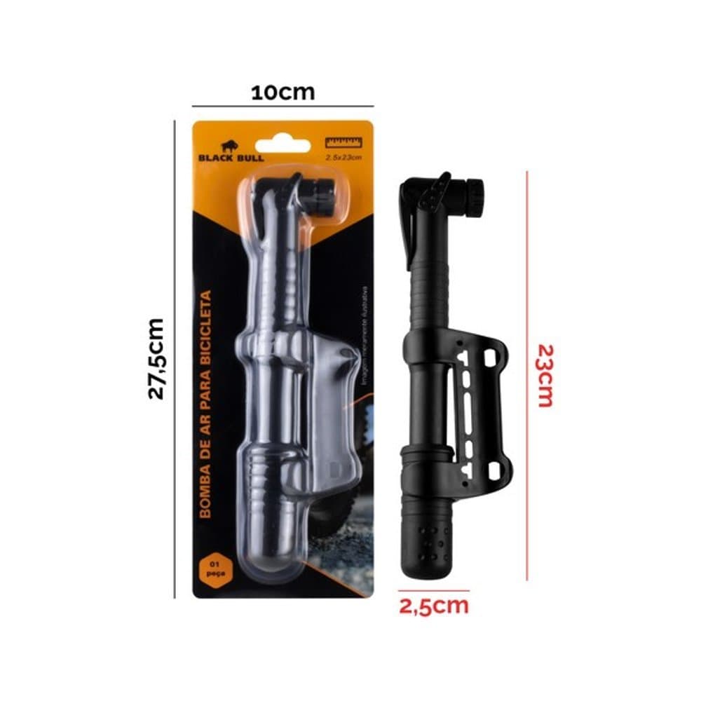 Bomba de Ar Portátil para encher Pneu Bicicleta - Preta