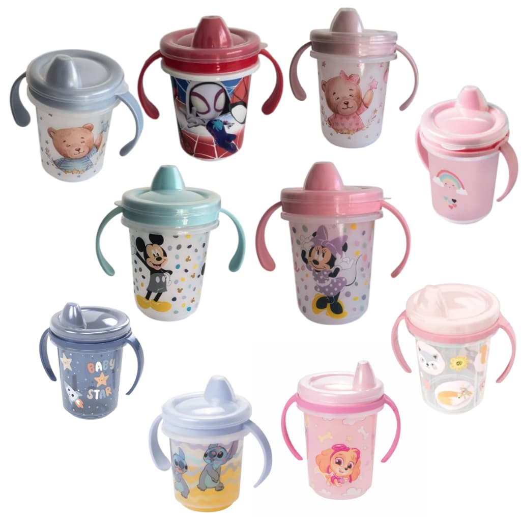 Copo de Treinamento Infantil Antivazamento com Alça Seguro e Fácil para Bebês 330ml Plasutil