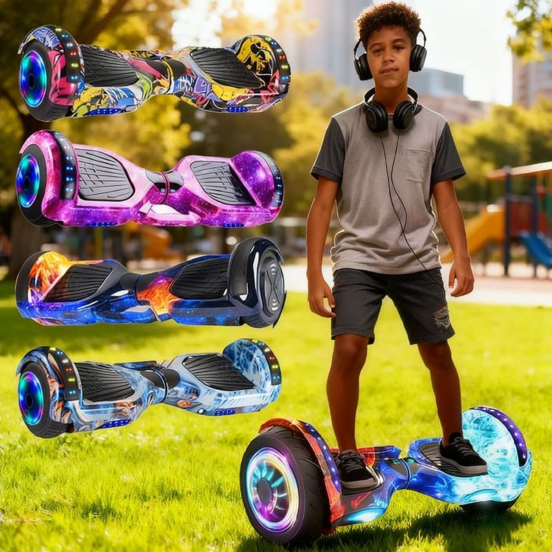 Hoverboard de 6,5 polegadas com Bluetooth LED e autoequilíbrio carregamento presente de aniversário