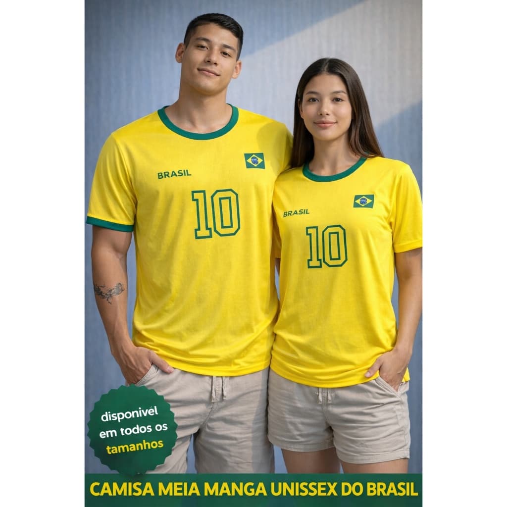 Camisa Meia Manga Unissex Bandeira Brasil