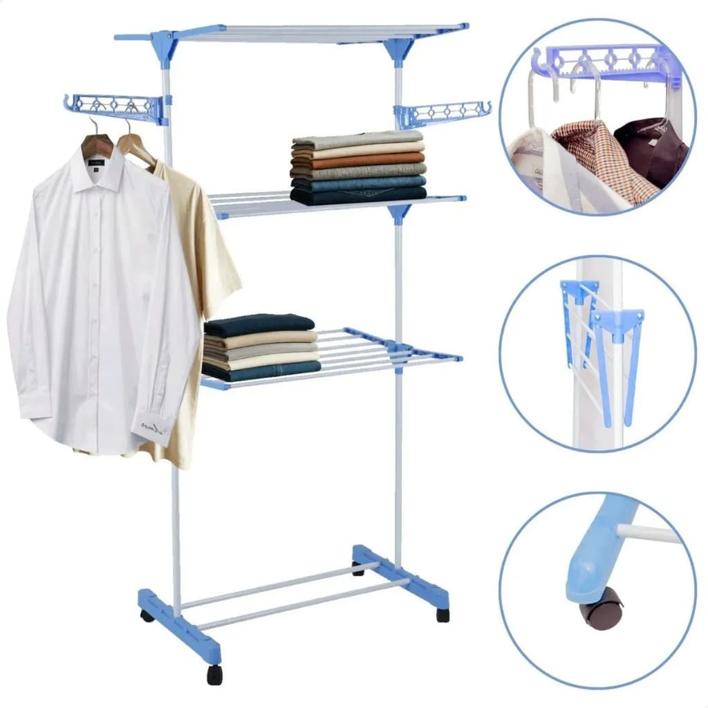 Varal De Roupa Aco Inox Dobravel Vertical Cor Prateado