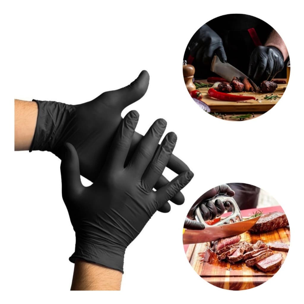 Kit 20 Luvas Preta Churrasqueiro BBQ Premium Luva de Churrasco Cozinheiro Alimentos Hamburgueria