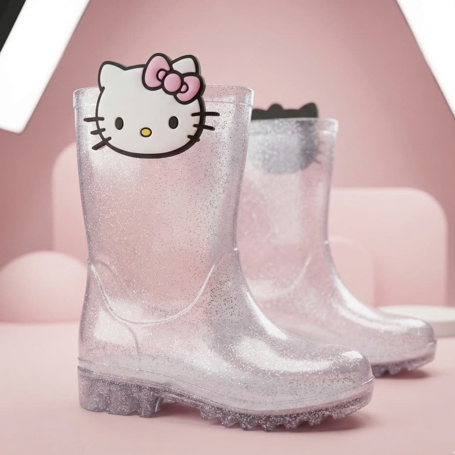 Bota Infantil Galocha Menina Cano Alto Impermeável Chuva Estilo Laços