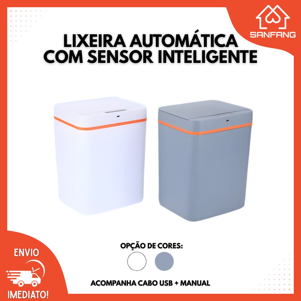 Lixeira de Banheiro e Cozinha com Sensor Inteligente - Abertura Automática Rápida e Carregamento USB