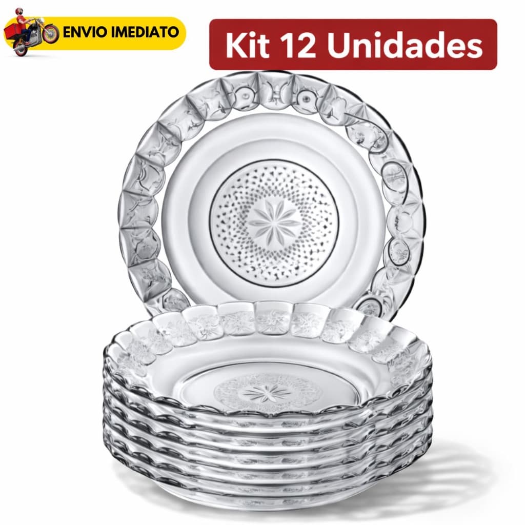 Pratos De Vidro Egípcio Fundo Sobremesa Transparente 22cm Moderno Resistente Sofisticado Decorado Mesa Posta