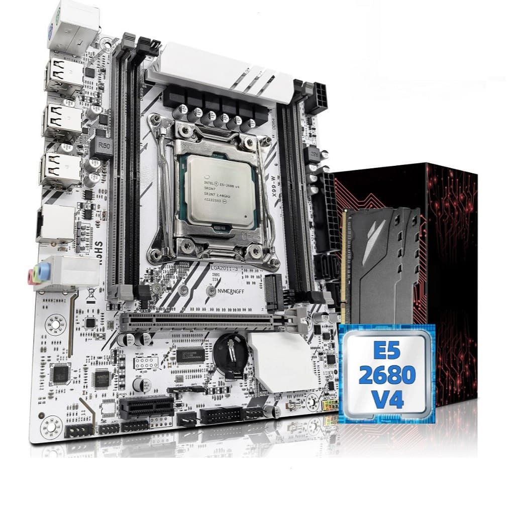 Kit Upgrade Placa Mãe X99 Branca com TPM 2.0 Xeon 2680v4  SEM TAXAS - BRASIL