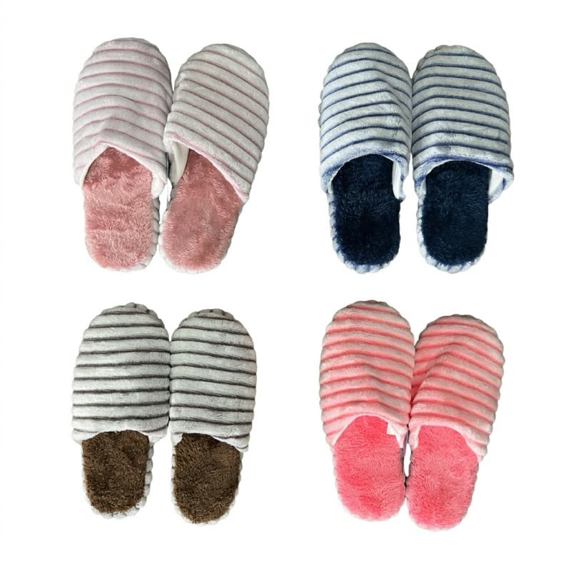 Chinelo Pantufa Listrada Inverno Quente Confortável QF-20