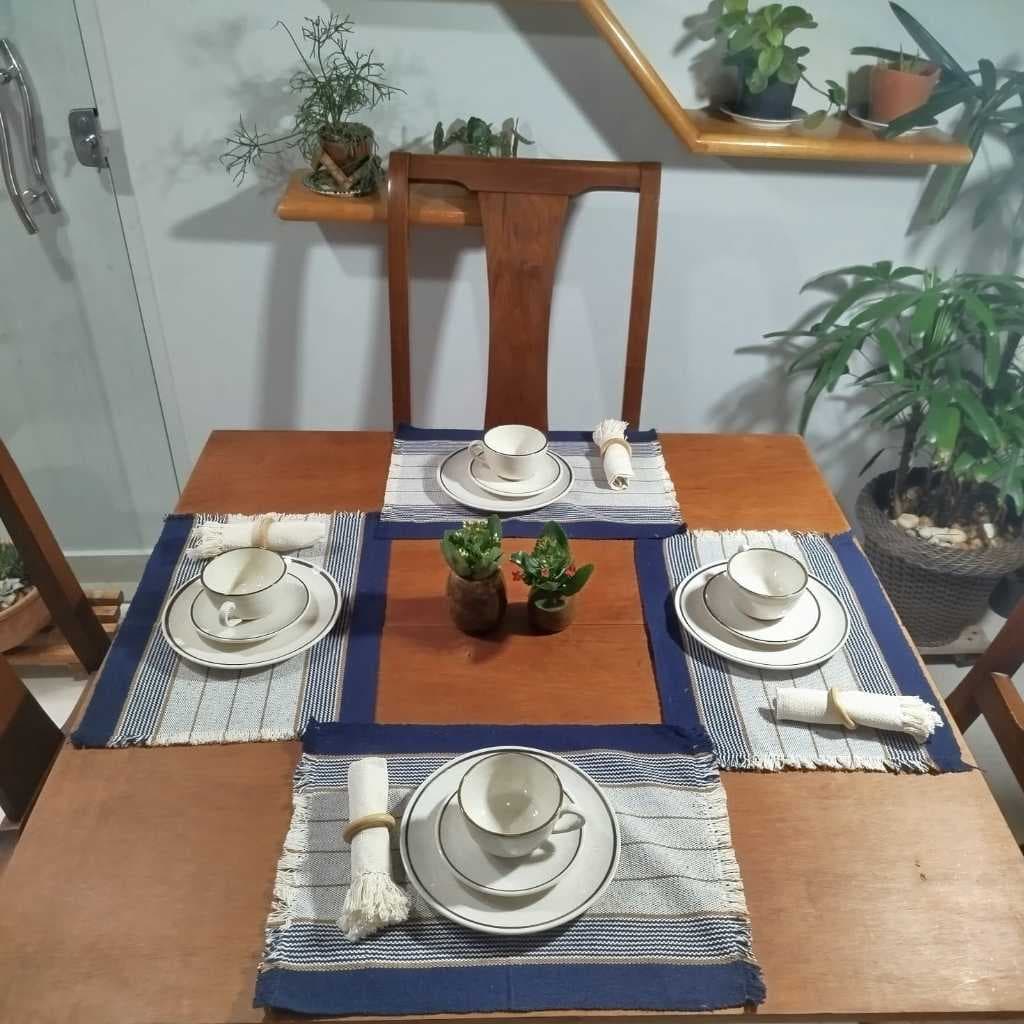 Jogo Americano Artesanal Algodão Kit 4 Peças | Tear Manual | Mesa Posta Rústica 30x40