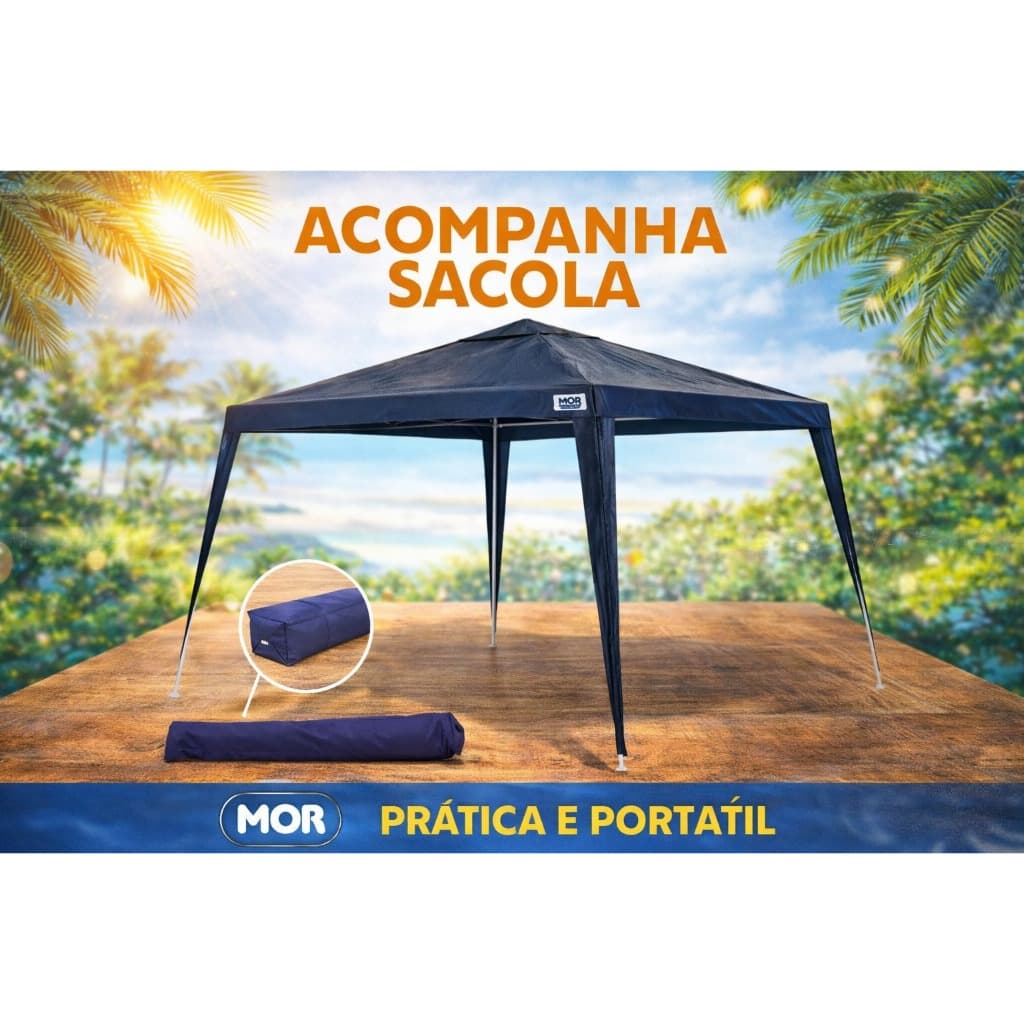 Gazebo 2,40 x 3,00 Rafia Azul 3533 com Sacola de Transporte - Mor
