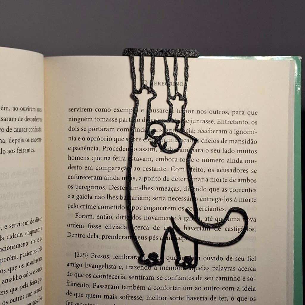 Marcador De Página Gatinho Pendurado Silhueta - 3D Slim - Livros, Revistas, Cadernos
