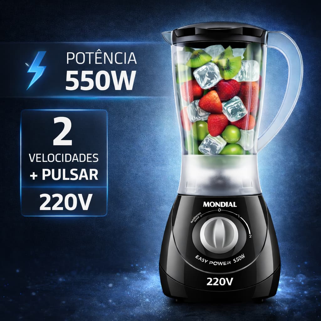 Liquidificador Easy Power Mondial Preto 550W L-550-B 220V.