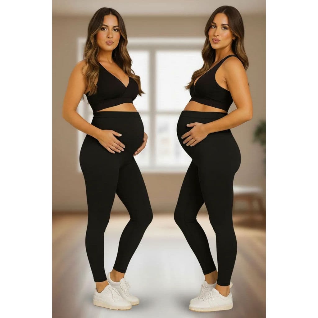 Kit 2 Legging Gestante Preto Maternidade Roupa Grávida Mãe