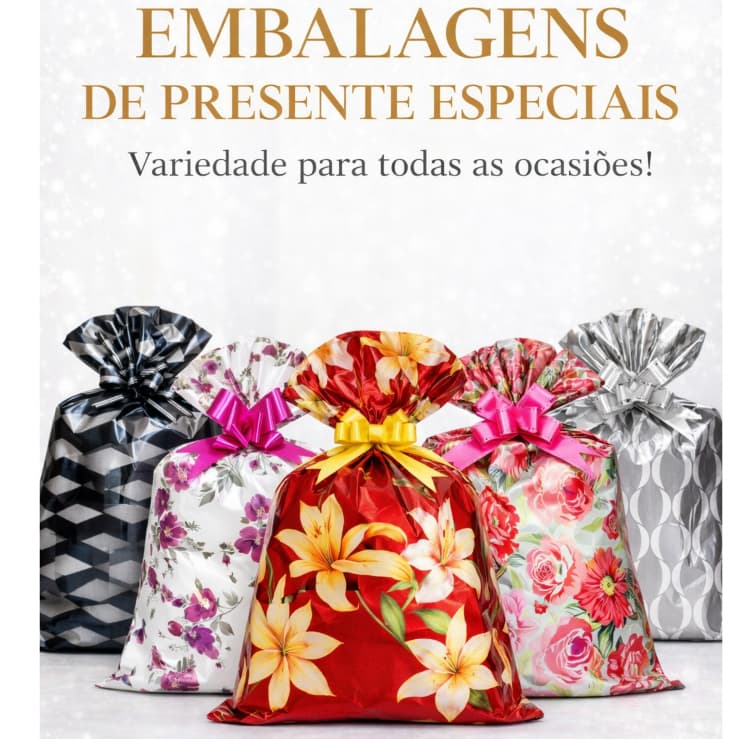 Saco para Presente Decorado Feminino/Masculino 30x44 C/ 10/25/50 e 100 unid